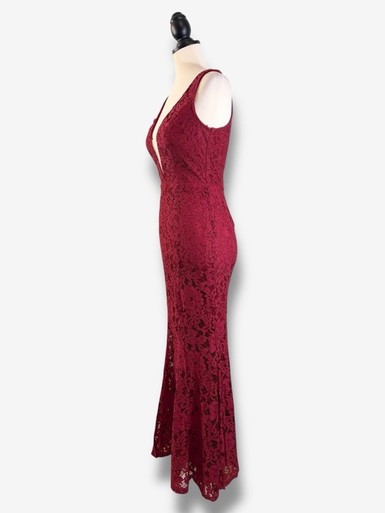 Lulus Everly Wine Red Lace Maxi Dress Size S Mermaid Flare Formal Wedding Party - Picture 5 of 14